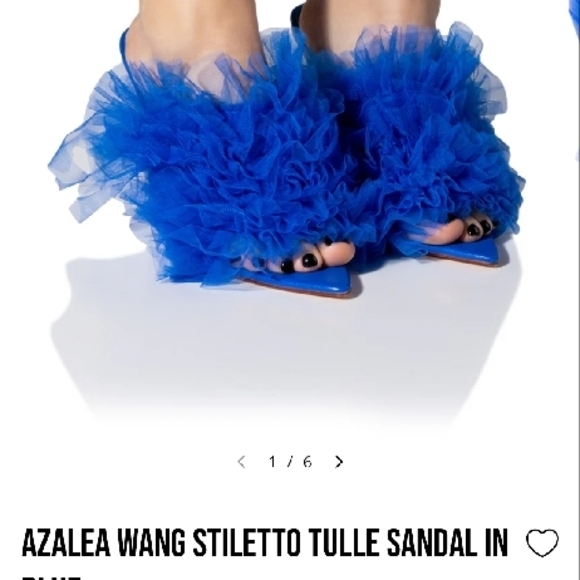 Blue Ruffle Stiletto Heels - Picture 2 of 4